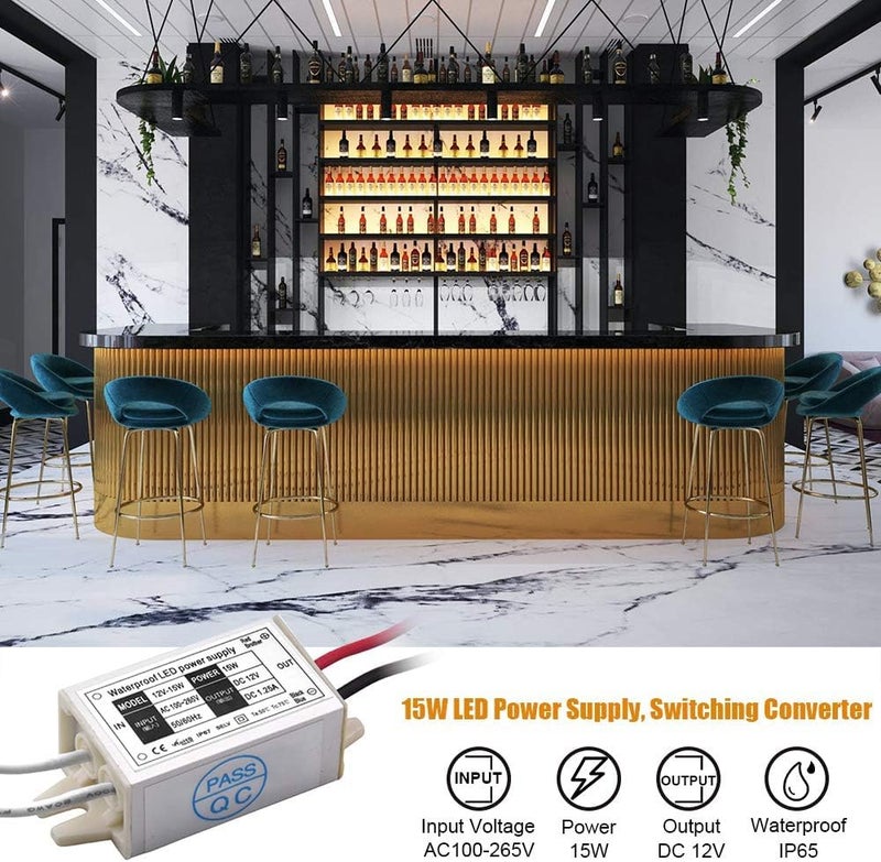 Klarlight 15W DC 12V Waterproof IP67 LED Driver Transformer, 110V AC to 12V DC Converter for Outdoor LED Lights (Pack of 2) - Image 3